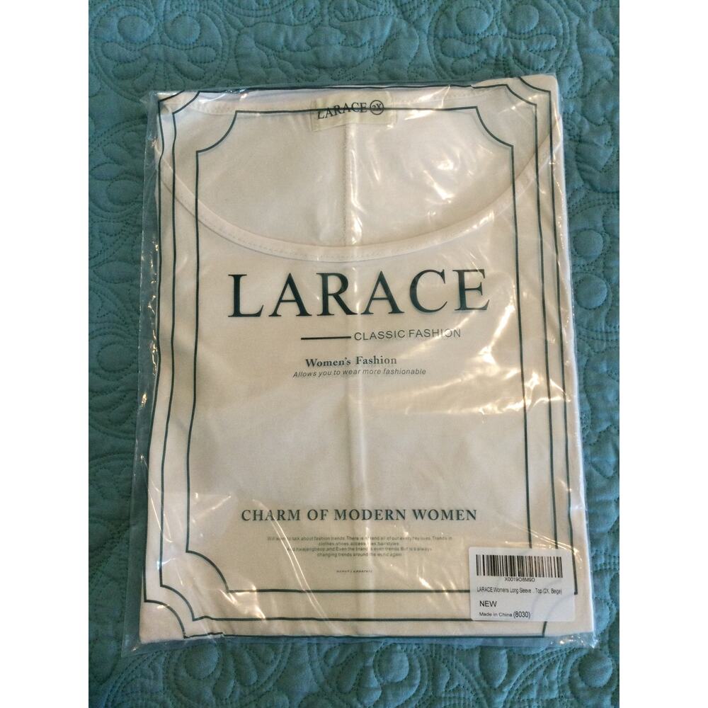 Larace 3/4 Sleeve Crew Neck Tunic for Women Beige 2XL NIP